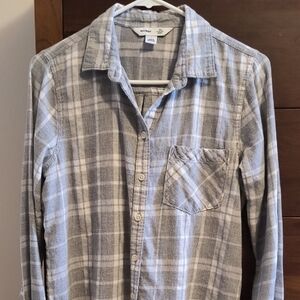 Old Navy Gray Plaid Flannel Shirt Size M